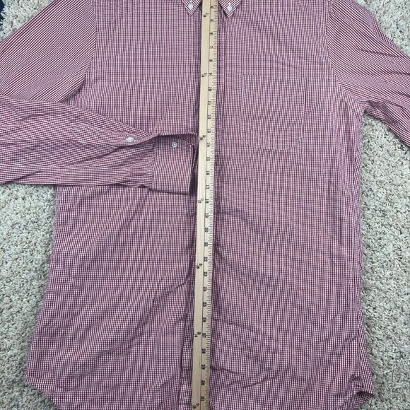 Gitman Bros. Tailored Fit Button Up Shirt Mens USA Made 16.5 40 Red White Check - Picture 6 of 11